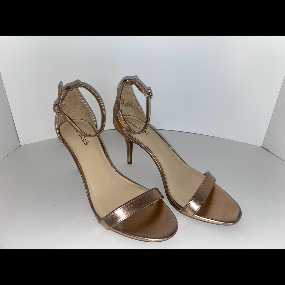 Rose gold strappy heels